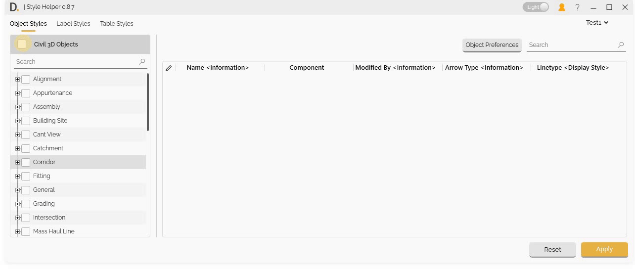 Object Styles Tab