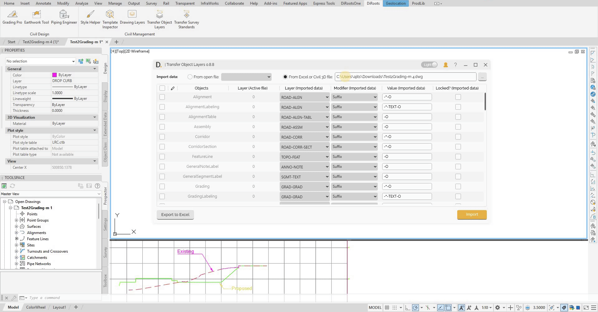 Export of open active file data